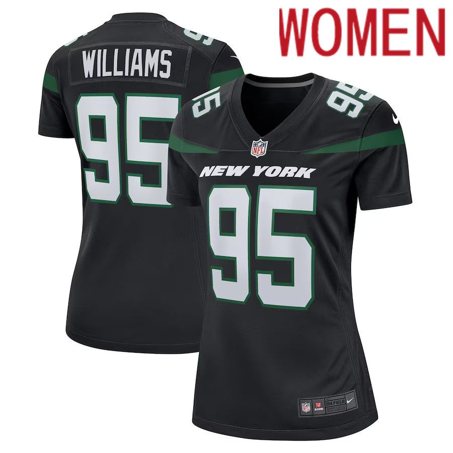Women New York Jets 95 Quinnen Williams Nike Stealth Black Alternate Game Player NFL Jersey